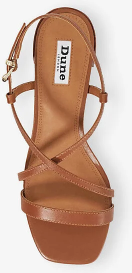Womens Tan Leather Jaskell Low-Block Heel Leather Sandals Eur 38/5 Uk Women - Image 2