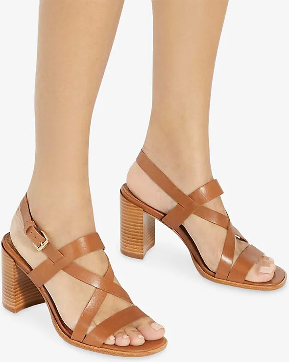 Womens Tan Leather Juneo Leather Block-Heel Sandals Eur 37 / 4 Uk Women - Image 2