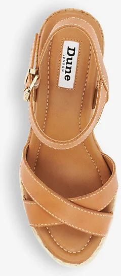 Womens Tan-Leather Kindest Crossover-Strap Wedge Sandals Eur 41 / 8 Uk Women - Image 2