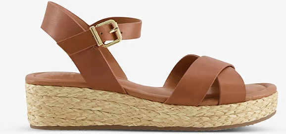 Womens Tan-Leather Linnie Flatform Jute-Trim Leather Sandals Eur 36 / 3 Uk Women