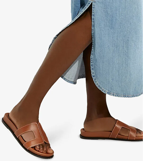 Womens Tan Leather Loupa Footbed Leather Slides Eur 39 / 6 Uk Women - Image 2