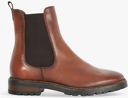 Womens Tan Leather Poema Cleated-Sole Leather Chelsea Boots Eur 38/5 Uk Women