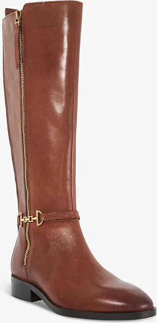 Womens Tan Leather Taylyn Snaffle-Trim Leather Heeled Knee-High Boots Eur 40 / 7 Uk Women - Image 2