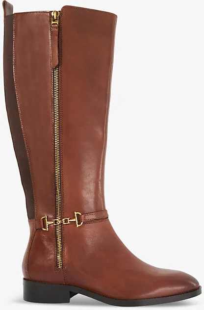 Womens Tan Leather Taylyn Snaffle-Trim Leather Heeled Knee-High Boots Eur 40 / 7 Uk Women