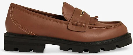 Womens Tan Lianna Fringed Chunky Penny Leather Loafers Eur 41 / 8 Uk Women