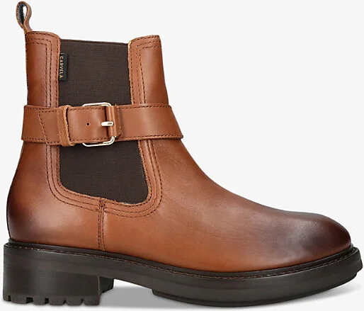 Womens Tan Margot Buckle-Embellished Leather Ankle Boots Eur 36 / 3 Uk Women