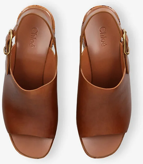 Womens Tan Maxime Platform-Sole Leather Wedges Eur 38/5 Uk Women - Image 2