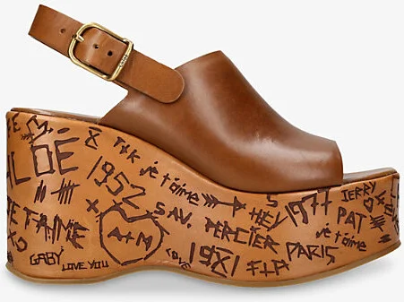 Womens Tan Maxime Platform-Sole Leather Wedges Eur 38/5 Uk Women