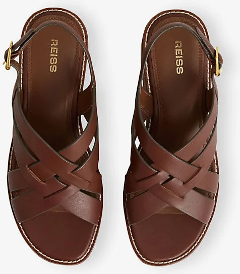 Womens Tan Naomi Leather Wedge Sandals Eur 41 / 8 Uk Women - Image 2