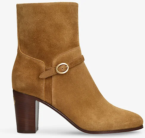 Womens Tan Pattie 75 Suede Heeled Ankle Boots Eur 41 / 8 Uk Women