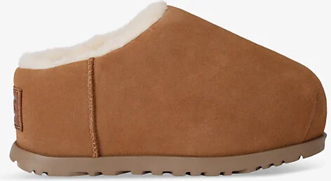 Womens Tan Pumped Slip-On Suede Slides Eur 38/5 Uk Women