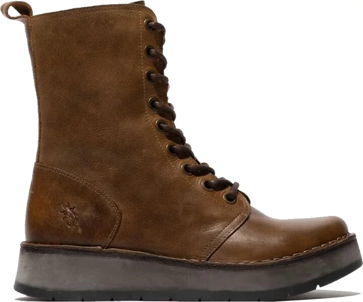 Womens Tan RAMI043 Casual Leather Lace-up Ankle Dress Boots