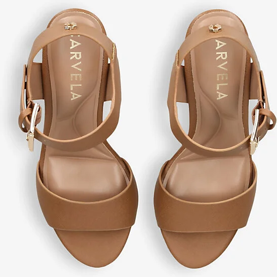 Womens Tan Sadie 2 Logo-Embellished Faux-Leather Heeled Sandals Eur 41 / 8 Uk Women - Image 2
