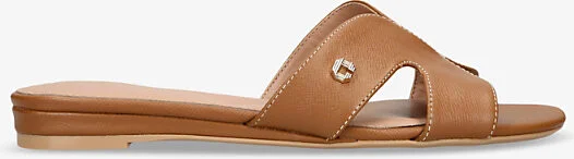 Womens Tan Seville Stud-Embellished Leather Flat Sandals Eur 37 / 4 Uk Women