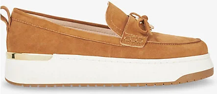Womens Tan Suede Glide Flatform Casual Suede Loafers Eur 37 / 4 Uk Women