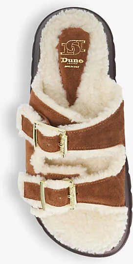 Womens Tan-Suede Lazio Buckled Shearling-Lined Suede Sandals Eur 37 / 4 Uk Women - Image 2
