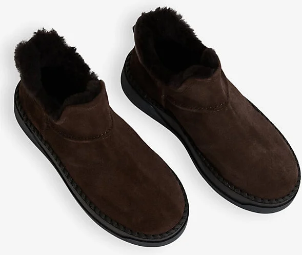 Womens Tan Sylvie Shearling-Lined Suede Ankle Boots Eur 38/5 Uk Women - Image 3