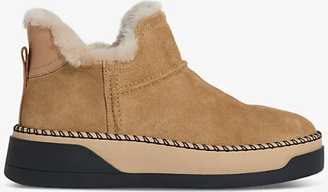 Womens Tan Sylvie Shearling-Lined Suede Ankle Boots Eur 38/5 Uk Women