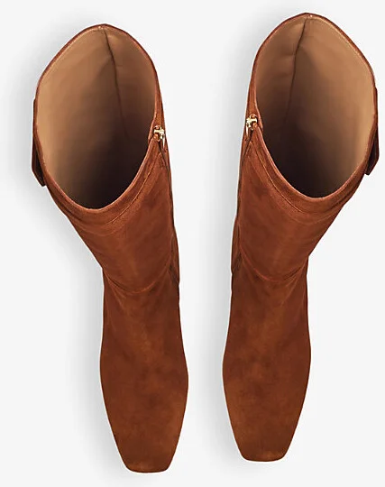 Womens Tan-Tan Carlotta Block-Heel Suede Knee-High Boots Eur 41 / 8 Uk Women - Image 2