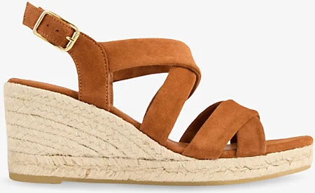 Womens Tan-Tan Mariana Multi-Strap Suede Wedges Eur 41 / 8 Uk Women