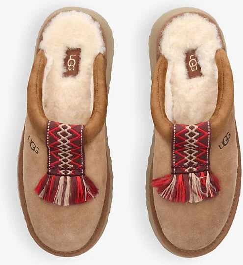Womens Tan Tazzle Tassel-Embellished Suede Flatform Slippers Eur 39 / 6 Uk Women - Image 2