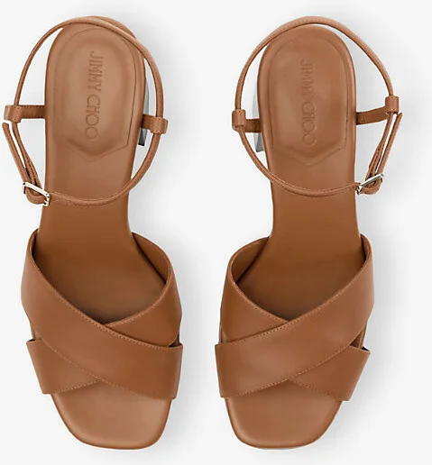 Womens Tan Valla 65 Leather Heeled Sandals Eur 39 / 6 Uk Women - Image 2