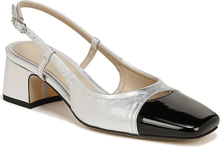 Women's Tarra Slingback Heel In Soft Silver/black