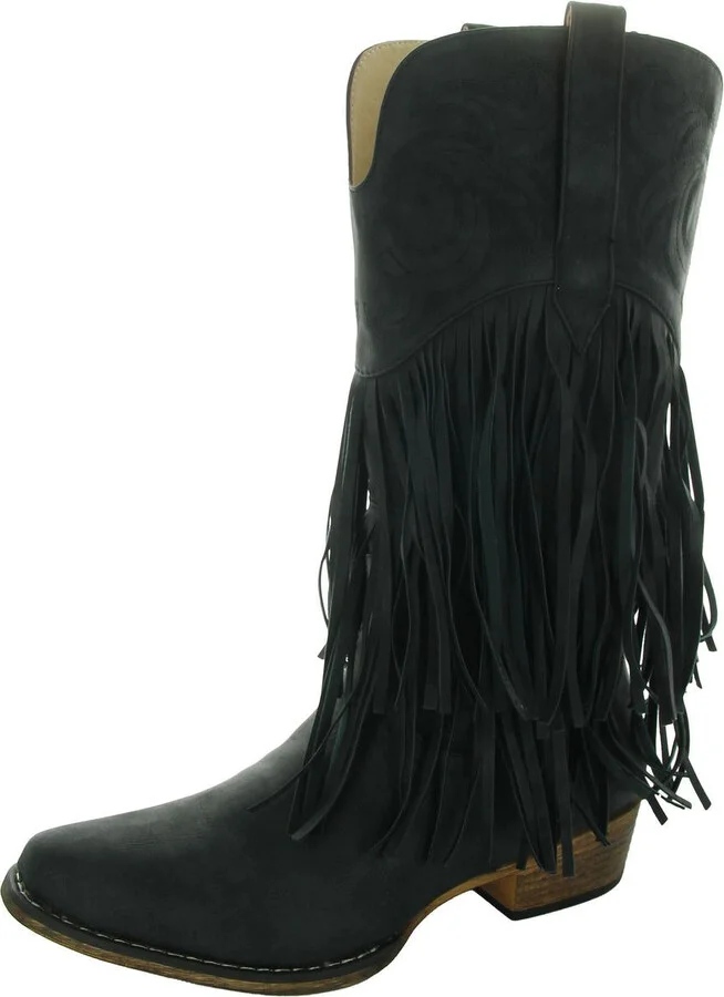 Womens Tassel Manmade Mid-Calf Boots