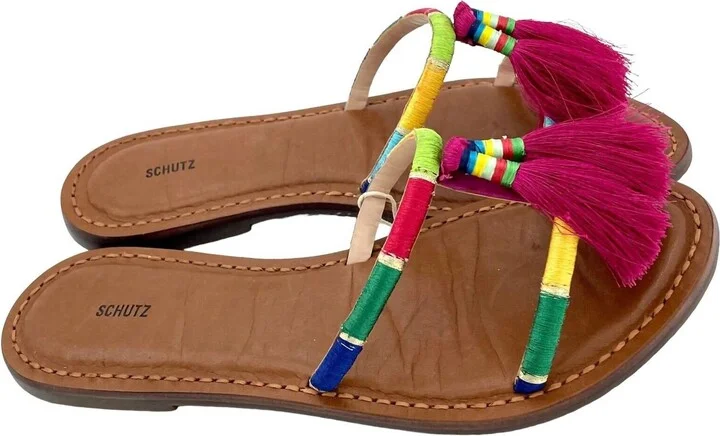 Women's Tassels Strappy Flat Sandal In Colorful