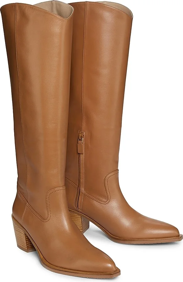 Women's Tate 65MM Leather Knee-High Boots - Hazel Caramel - Size 11.5 - Image 2