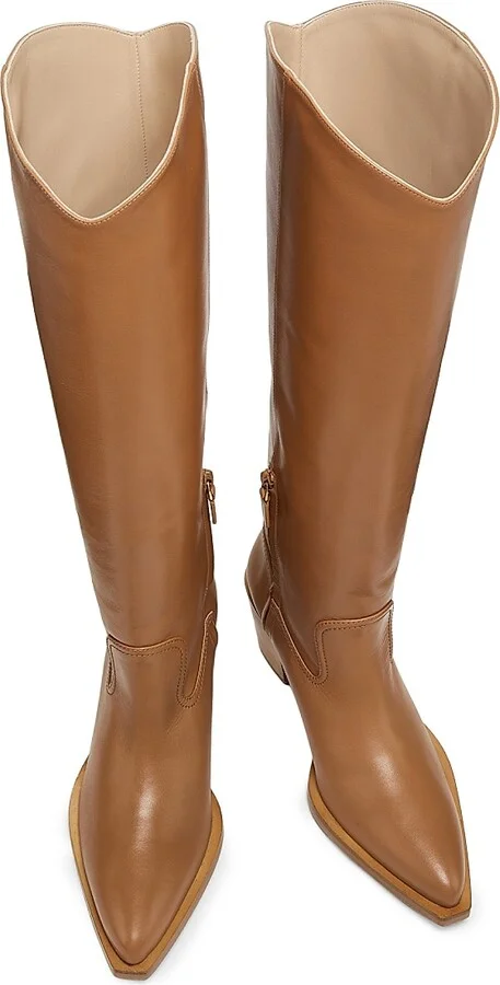 Women's Tate 65MM Leather Knee-High Boots - Hazel Caramel - Size 11.5 - Image 4