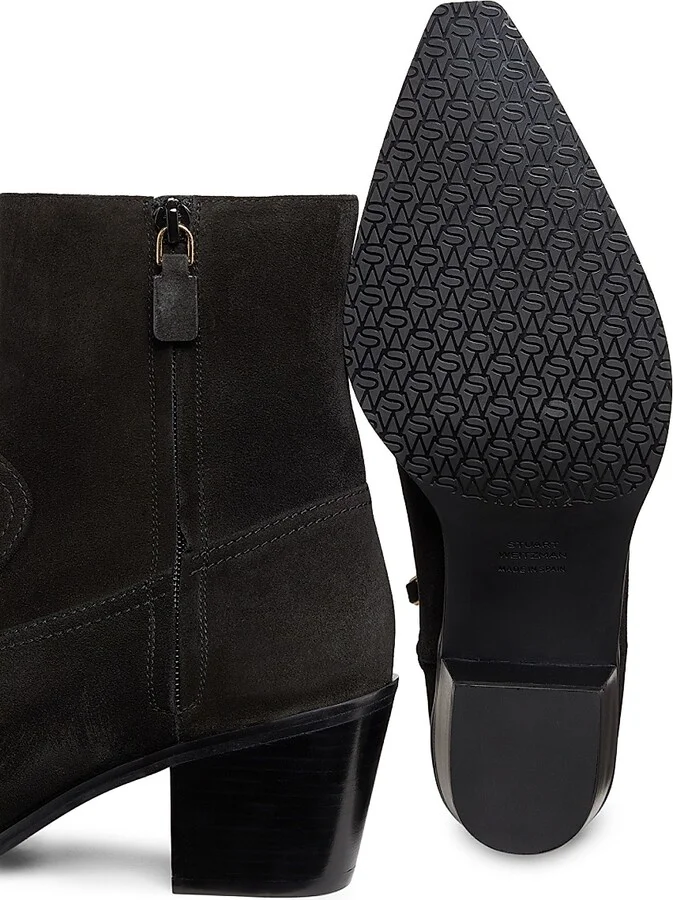 Women's Tate 65MM Suede Ankle Booties - Black - Size 12 - Image 5