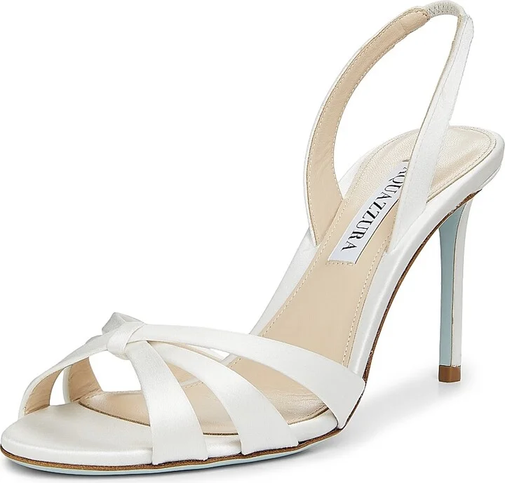 Women's Tati 85MM Satin Leather Slingback Sandals - White - Size 5 - Image 2