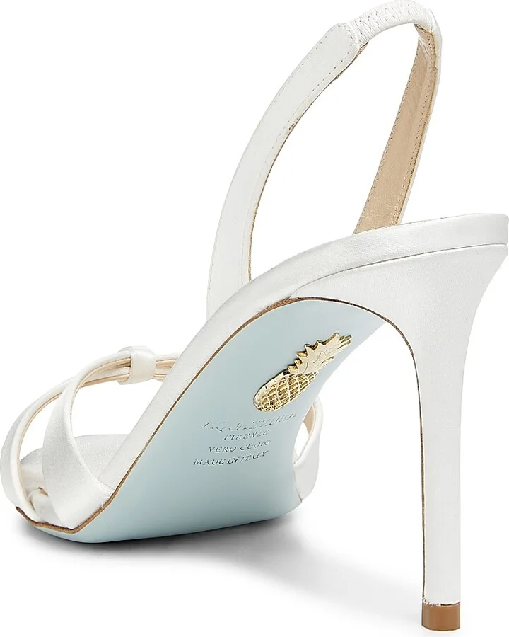 Women's Tati 85MM Satin Leather Slingback Sandals - White - Size 5 - Image 3