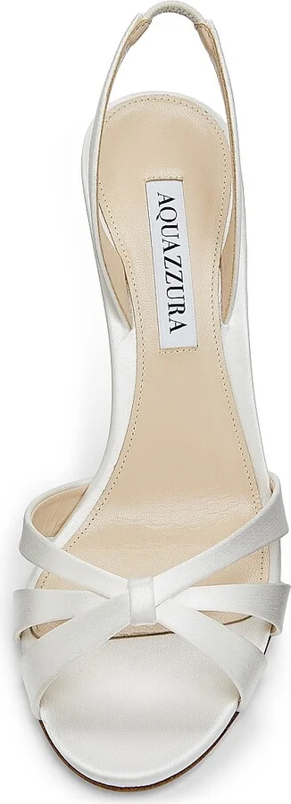 Women's Tati 85MM Satin Leather Slingback Sandals - White - Size 5 - Image 4