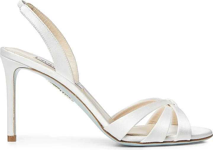 Women's Tati 85MM Satin Leather Slingback Sandals - White - Size 5