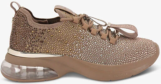 Womens Taupe Comb Cosmic Bubble Jewel Rhinestone-Embellished Low-Top Trainers Eur 40 / 7 Uk Women