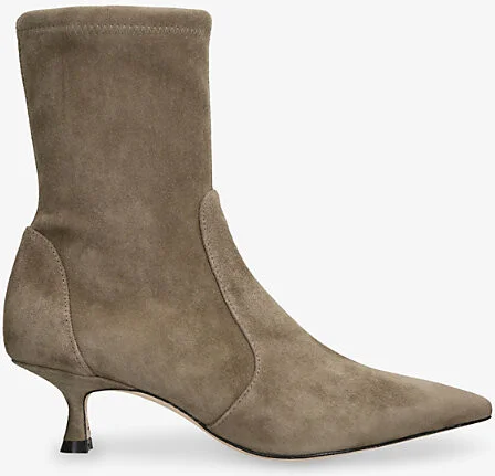 Womens Taupe Comb Naomi Suede Heeled Ankle Boots Eur 41 / 8 Uk Women