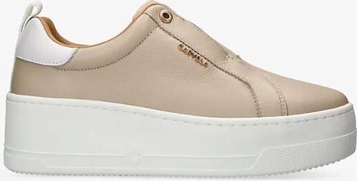 Womens Taupe Connected Laceless Platform Leather Trainers Eur 39 / 6 Uk Women