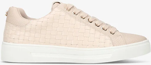 Womens Taupe Daze Weave Faux-Leather Low-Top Trainers Eur 37 / 4 Uk Women
