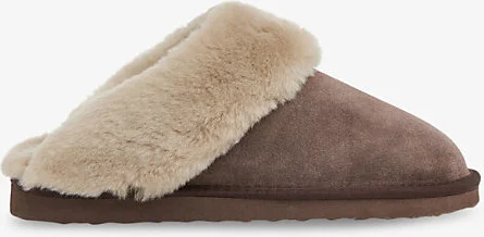 Womens Taupe Emilia Cuff Sheepskin Slippers Eur 41 / 8 Uk Women