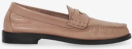 Womens Taupe Leather Gilmour Penny-Embellished Leather Loafers Eur 38/5 Uk Women