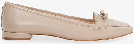 Womens Taupe Leather Glows Bow-Detail Leather Loafers Eur 38/5 Uk Women