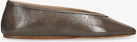 Womens Taupe Luna Patent-Leather Ballet Flats Eur 41 / 8 Uk Women