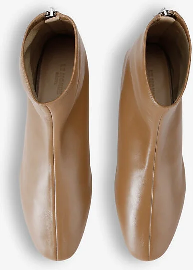 Womens Taupe Luna Pointed-Toe Leather Ankle Boots Eur 40 / 7 Uk Women - Image 2