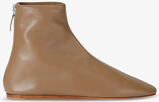Womens Taupe Luna Pointed-Toe Leather Ankle Boots Eur 40 / 7 Uk Women