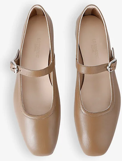 Womens Taupe Mary Jane Leather Ballet Flats Eur 39.5 / 6.5 Uk Women - Image 2