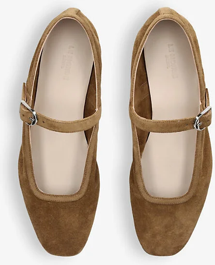Womens Taupe Mary Jane Suede Flats Eur 37.5 / 4.5 Uk Women - Image 2