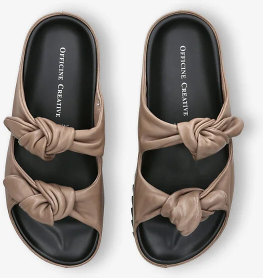 Womens Taupe Pelagie 021 Twist-Knot Leather Sandals Eur 37 / 4 Uk Women - Image 2
