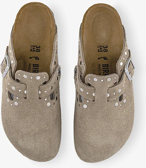 Womens Taupe Rivet Boston Suede Clogs Eur 39 / 6 Uk Women - Image 2